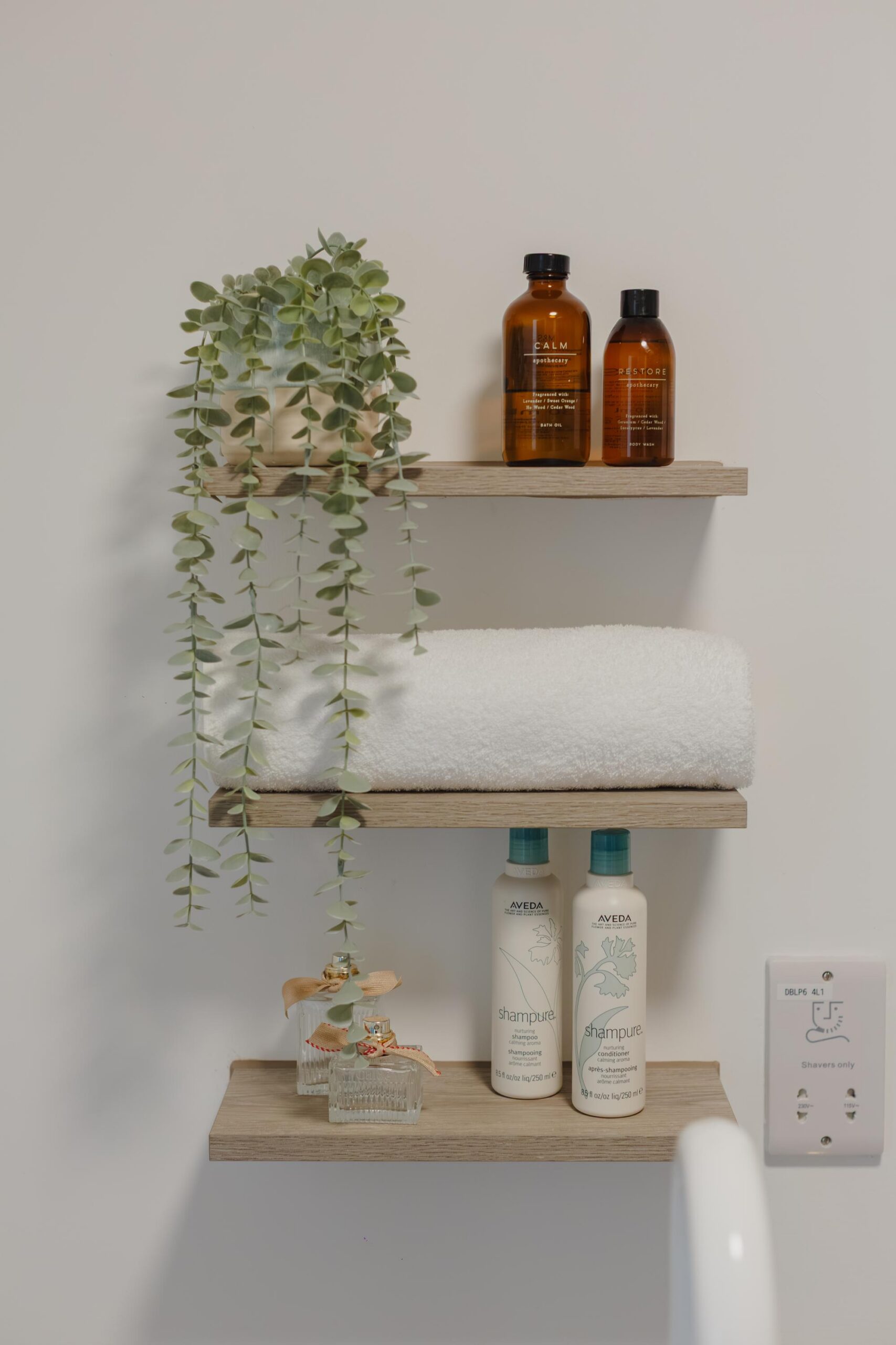bottles of hair products on shelves
