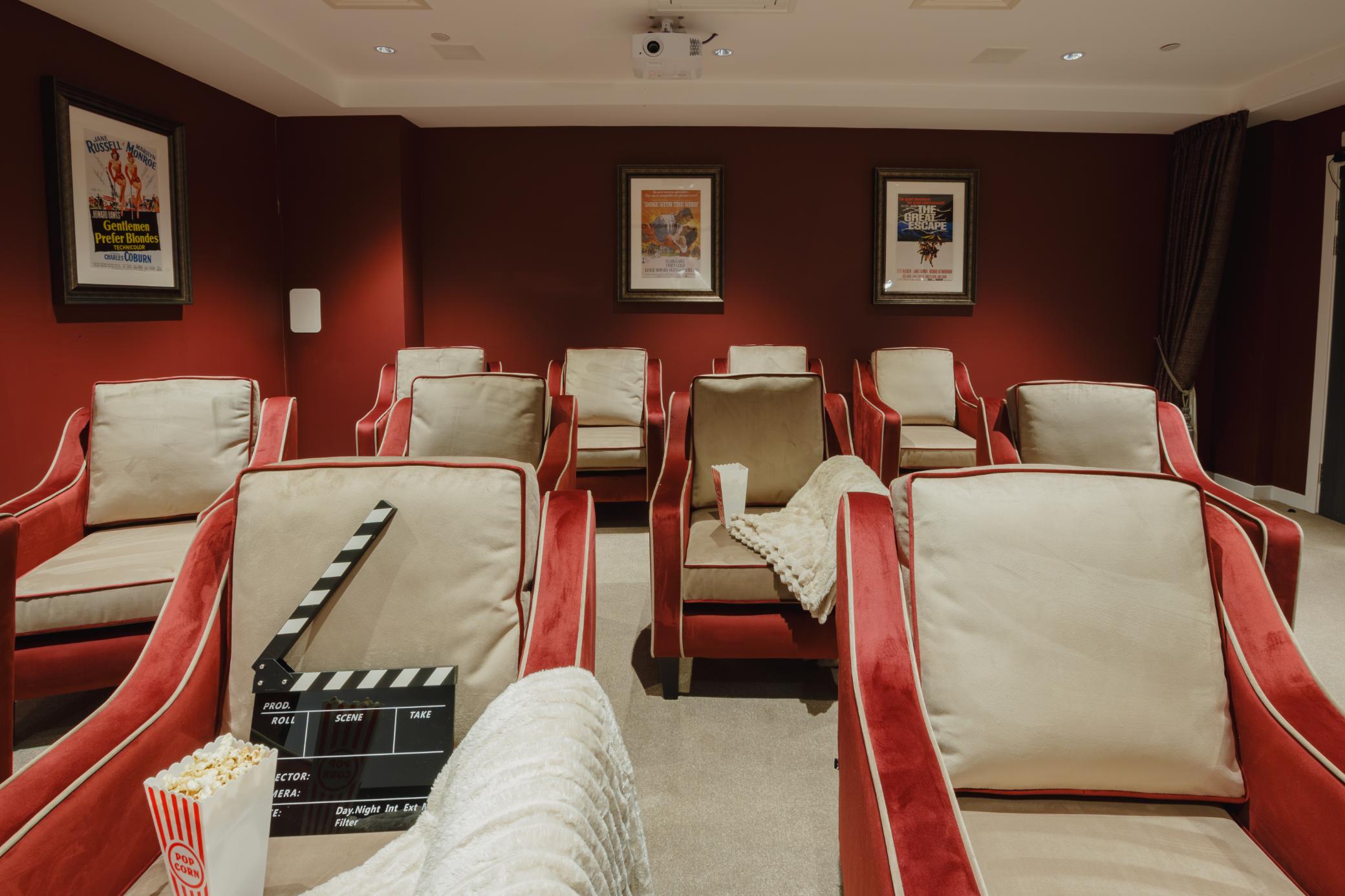 cinema chairs with clapperboard